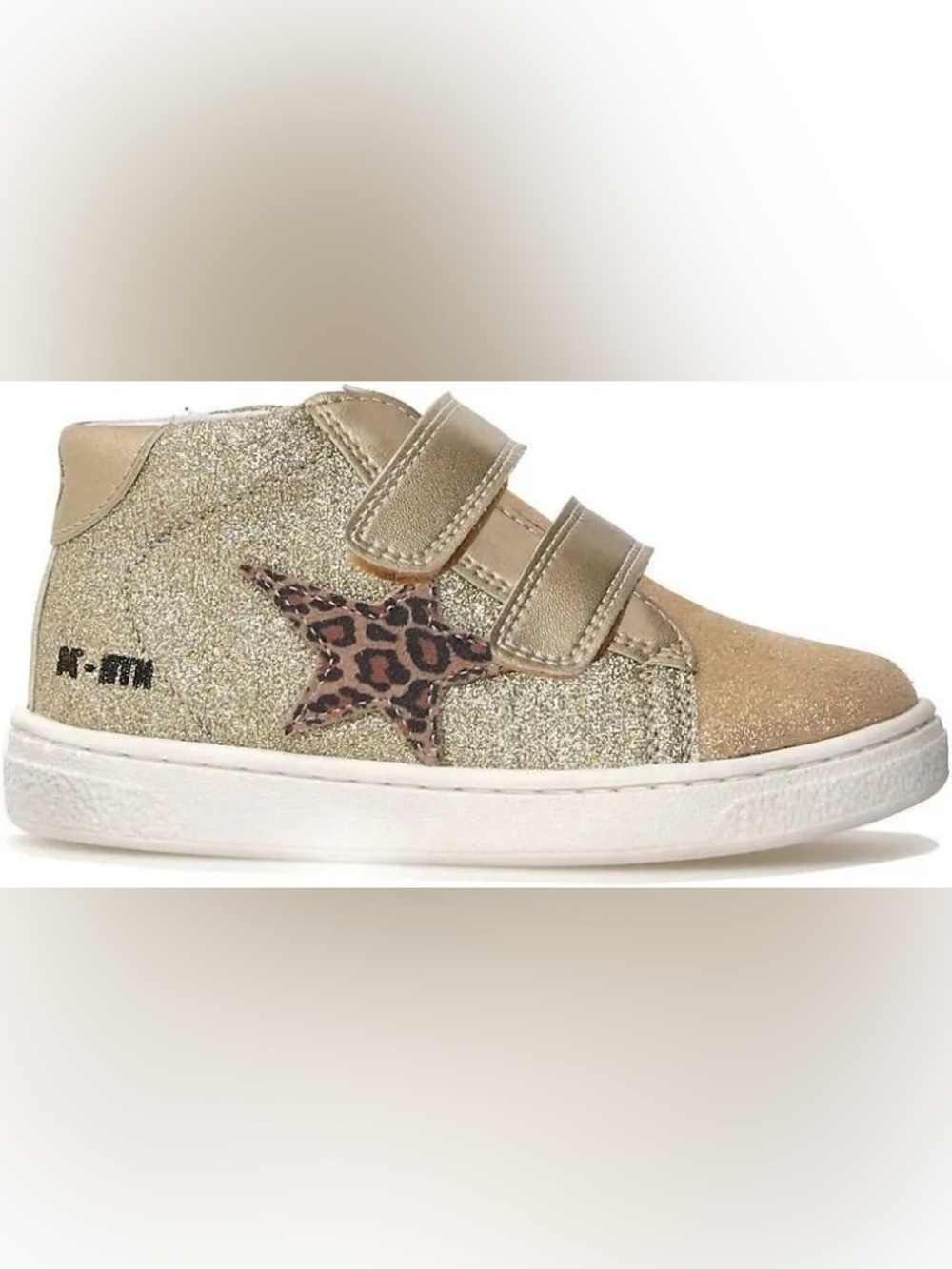 Naturino - Girls Pinn High Velcro Sneakers - Glitter Suede Platinum - Size 30